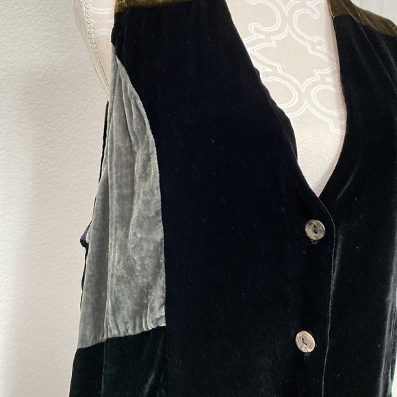 Citron Santa Monica Vest Silk Velour  Block Plain Brown Gray Green Medium Silk - Picture 3 of 15